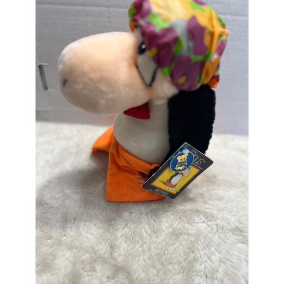 Opus Plush Penguin From Bloom County Wet Phase 1985 With Colorful Cap & Orange T - Picture 8 of 8
